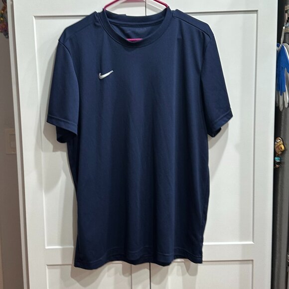 Nike Men's XL Dri Fit Dark Blue Short Sleeve Shirt - Picture 1 of 8